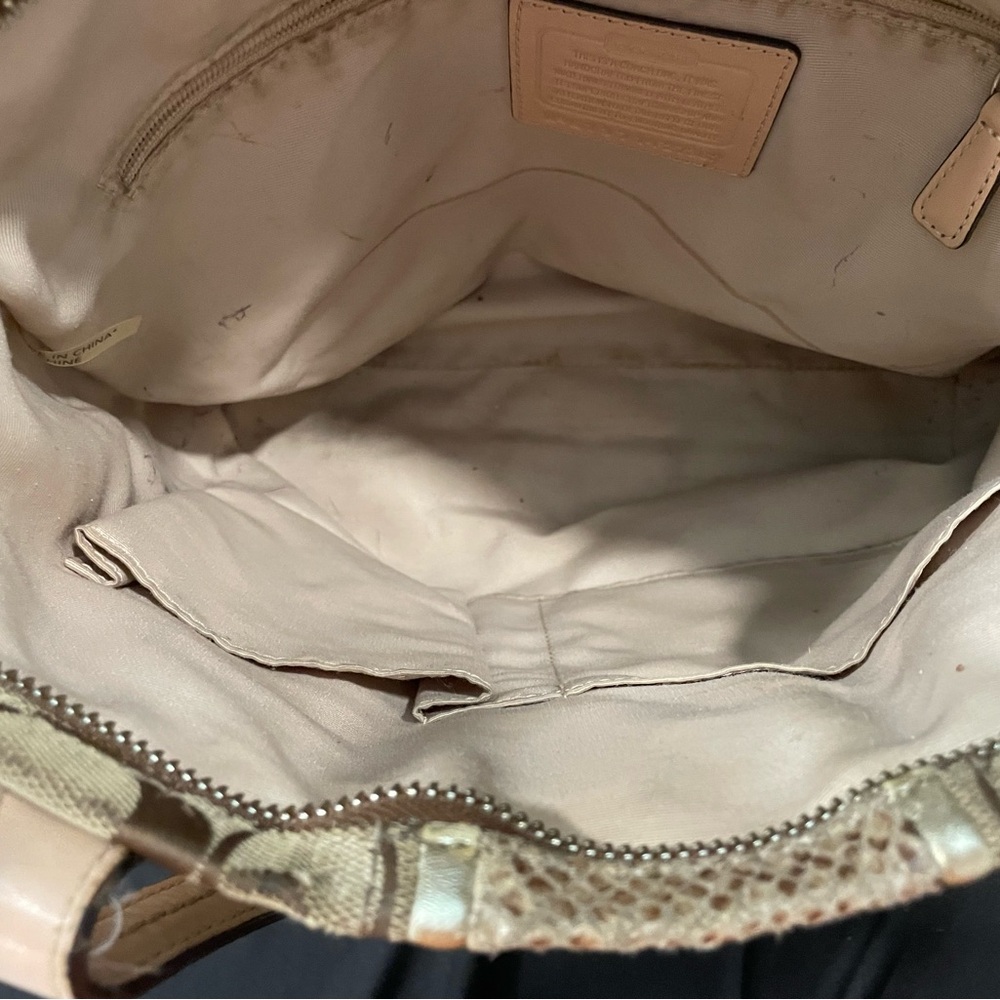 Coach Tan Signature Tote with Leather Accents - Picture 9 of 14